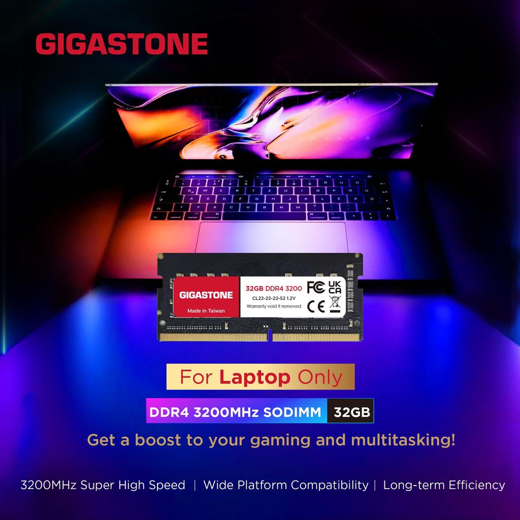 GIGASTONE 32GB x 2 DDR4 3200MHz or CL22 SODIMM Unbuffered Laptop Memory Module Upgrade (64GB Kit) (2933MHz 2666MHz) PC4-25600 (PC4-23400/21300) 1.2V