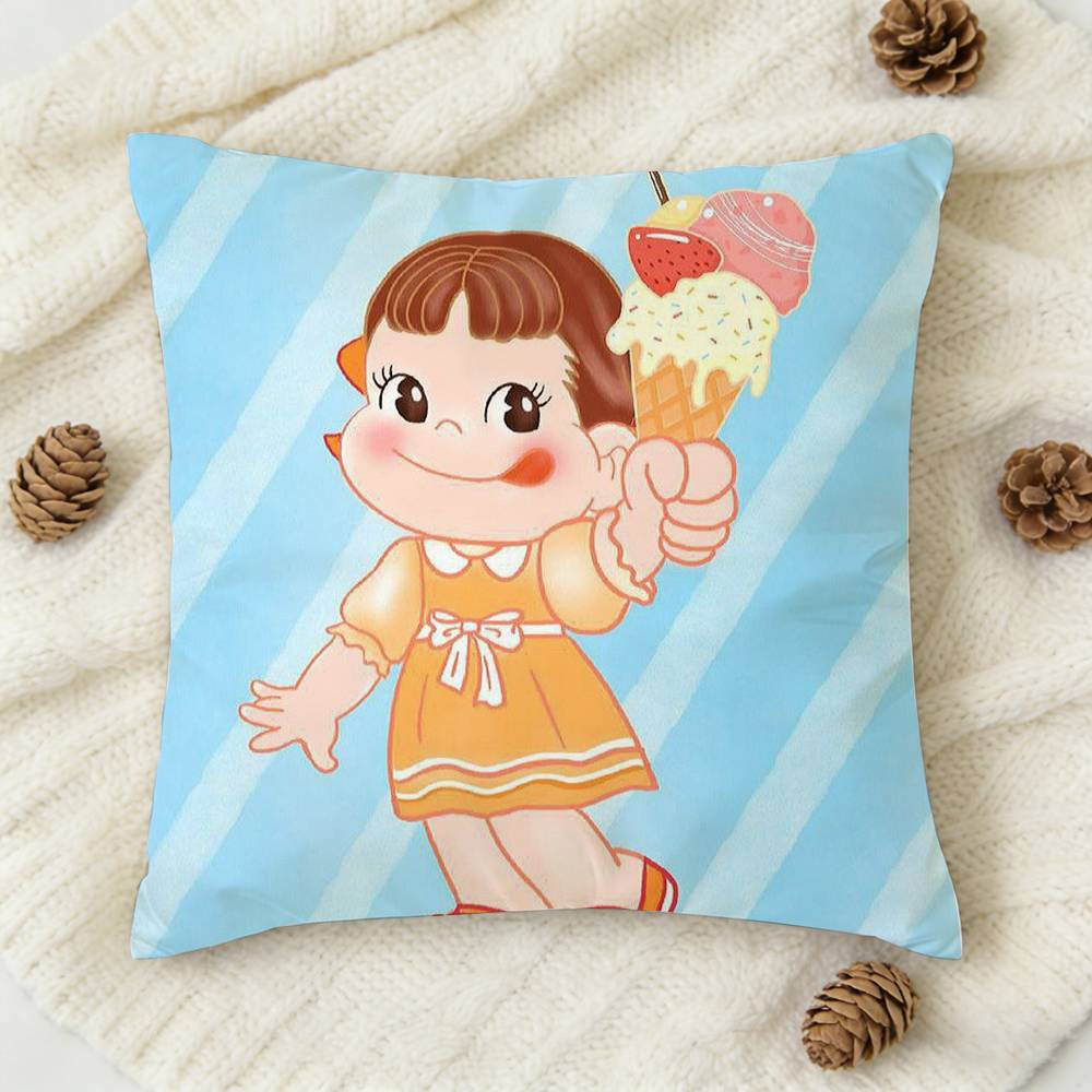FFujiya candy logo Doublesided Printed Square Decorative Cushion Cover for Sofa Living Room Home Decor