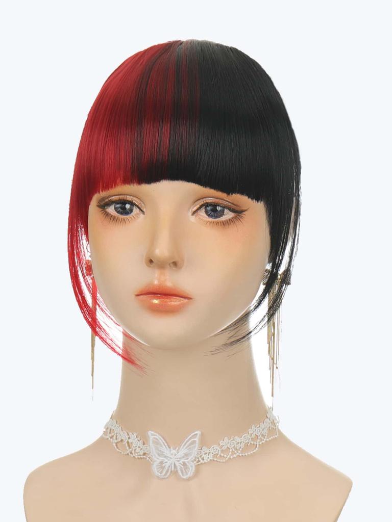 Red and Black Dual Tone Ribbon with Sideburns and Bangs
