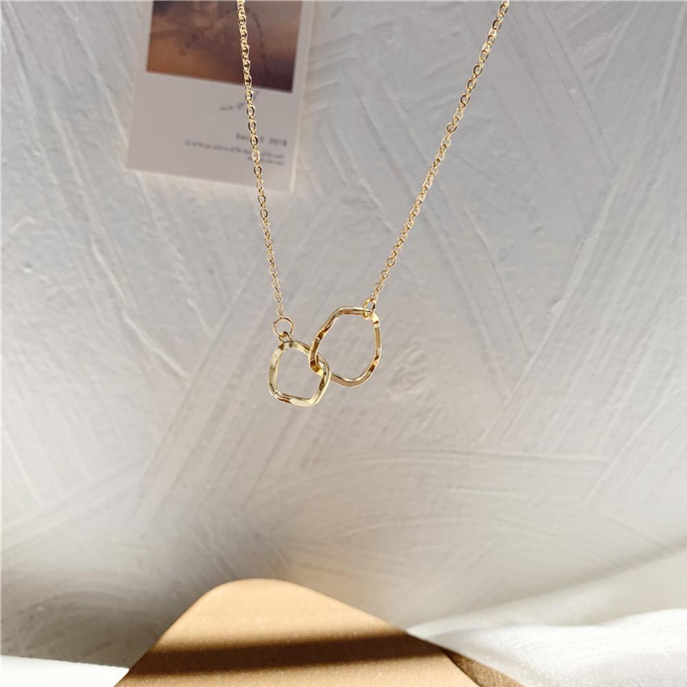 Fashion Women Simple Irregular Temperament Double Ring Choker Clavicle Chain Neck Chain Necklace