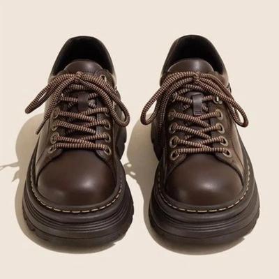 Женские туфли дерби, осенние туфли в британском стиле, женская обувь, мокасины с мехом, круглый носок, сабо на платформе, повседневные кроссовки из кожи, осень