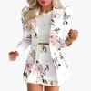 Fashion Women Clothing Summer Autumn Full Sleeves Blazer Printed Single Breasted Lady Jacket and Mini Skirt Set
