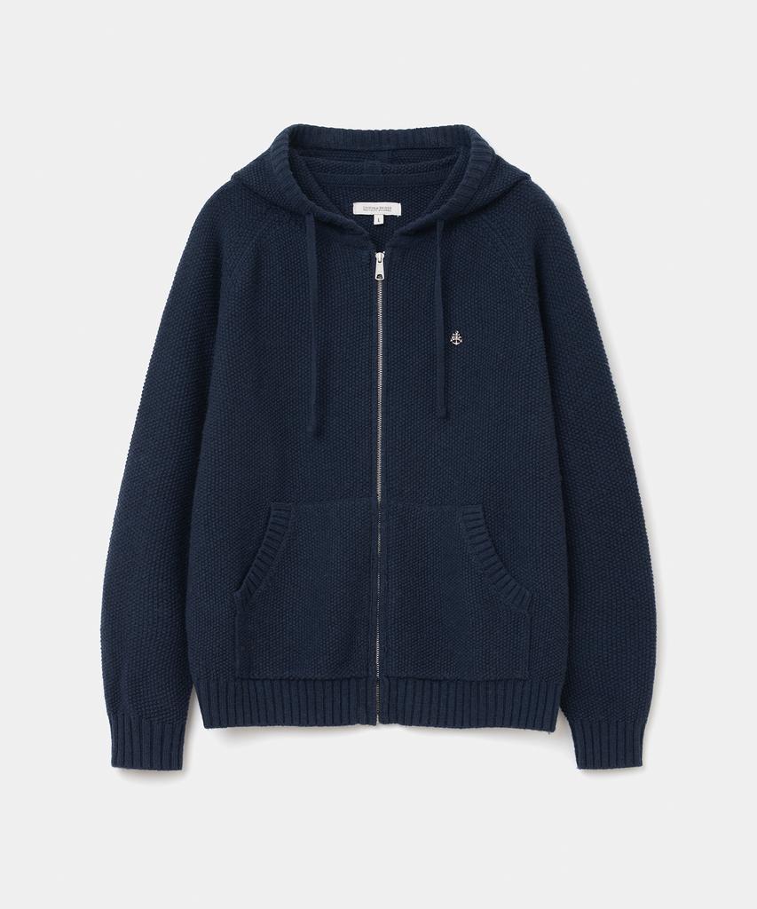 UNIFORM BRIDGE Zip-Up Hooded Knit Navy