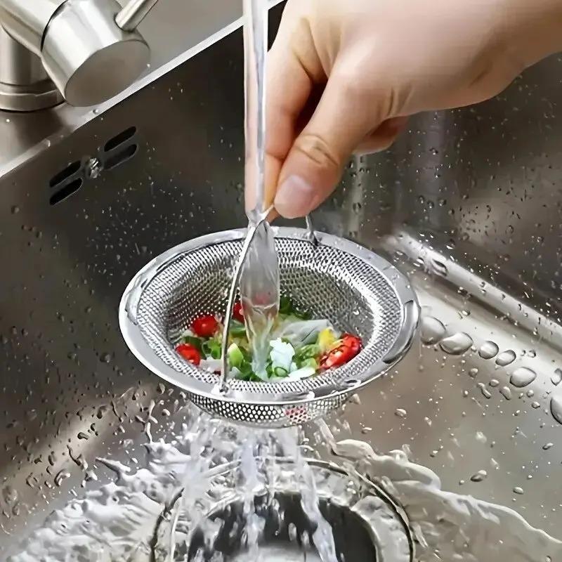 1pc Kitchen Sink Strainer W/Handle, RV Kitchen Sink, Sink Waste Strainer, Stainless Steel Sink Dishwasher Hopper, Restaurant Sin