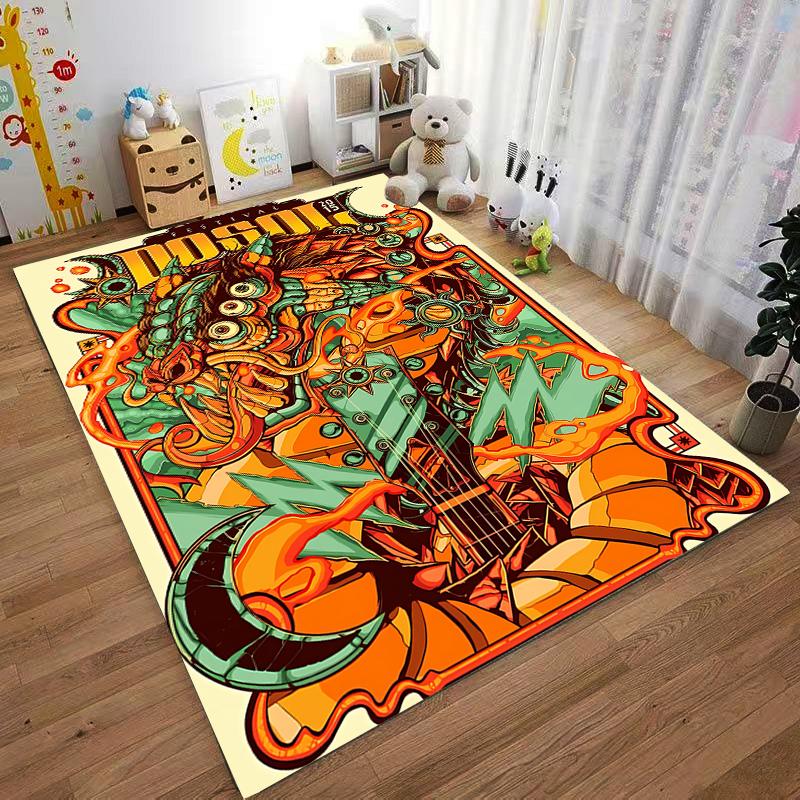 "Colorful Octopus and Electric Guitar Abstract Festival Carpet Design" Suitable for use as an anti-slip for living room bedroom sofas