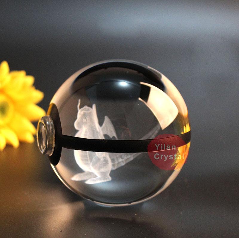 Most Popular LED Glowing Crystal Dragonite K9 Pokeball Souvenir Gift for Night Light Enthusiasts