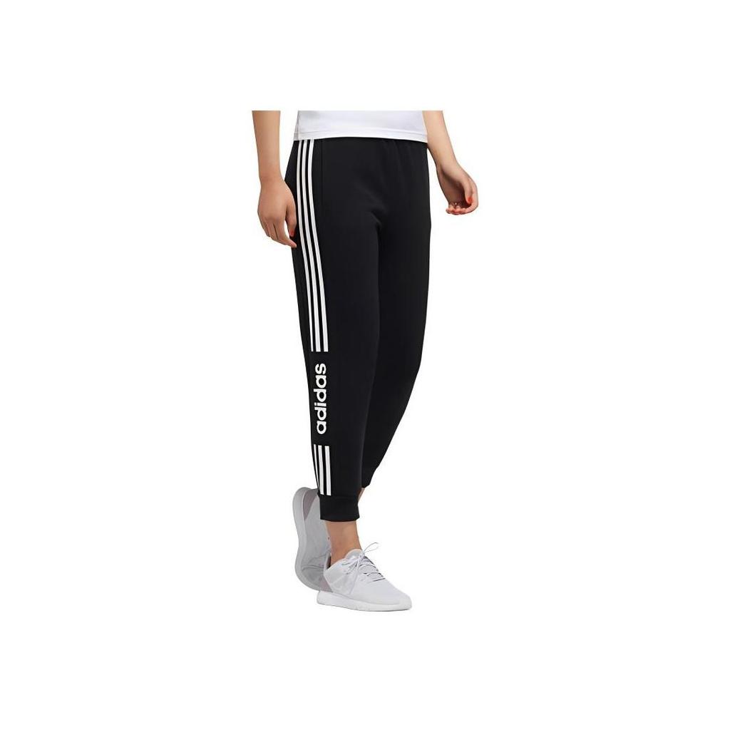 adidas Женские черные вязаные брюки-джоггеры Adidas Neo с боковой надписью и тремя полосками FP7454