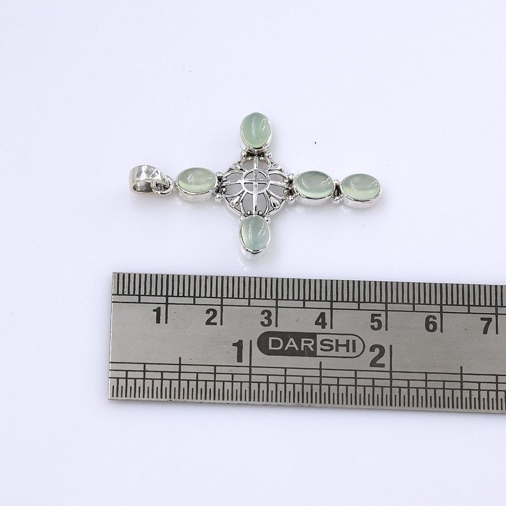 Подвеска-крест с аквамарином, 100% серебро 925 пробы, ювелирное изделие ручной работы