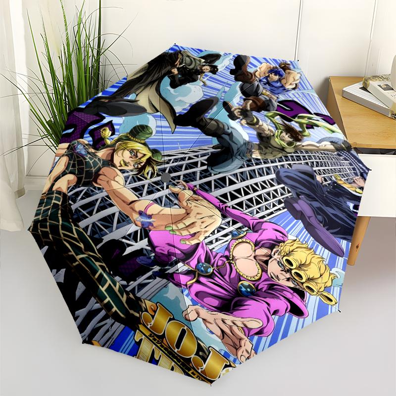 Автоматический зонт с принтом JoJo's Bizarre Adventure, 8 спиц, железный каркас, пластиковая ручка, подходит для путешествий на открытом воздухе и на каждый день, идеальный подарок