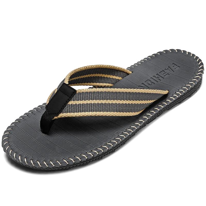 Fashion Men's Flip Flops Summer New Lightweight Rubber Woven Slippers Fashion Casual Outdoor Sandals Breathable Anti Slip Beach Shoes