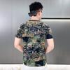 Мужская футболка с коротким рукавом из ледяного шелка с принтом, летний тонкий и дышащий топ для молодежи, повседневная и спортивная, с полым узором, базовый полурукав