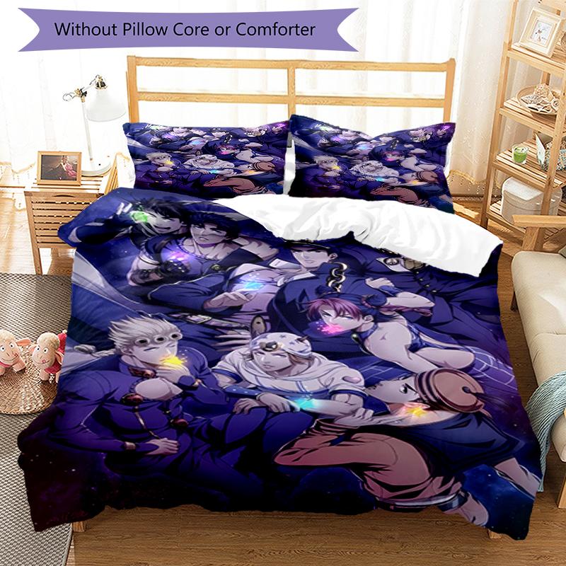 3pcs JoJo's Bizarre Adventure4 pattern bedding set duvet cover set includes duvet cover &pillowcases, perfect all season bedroom decoration & gift