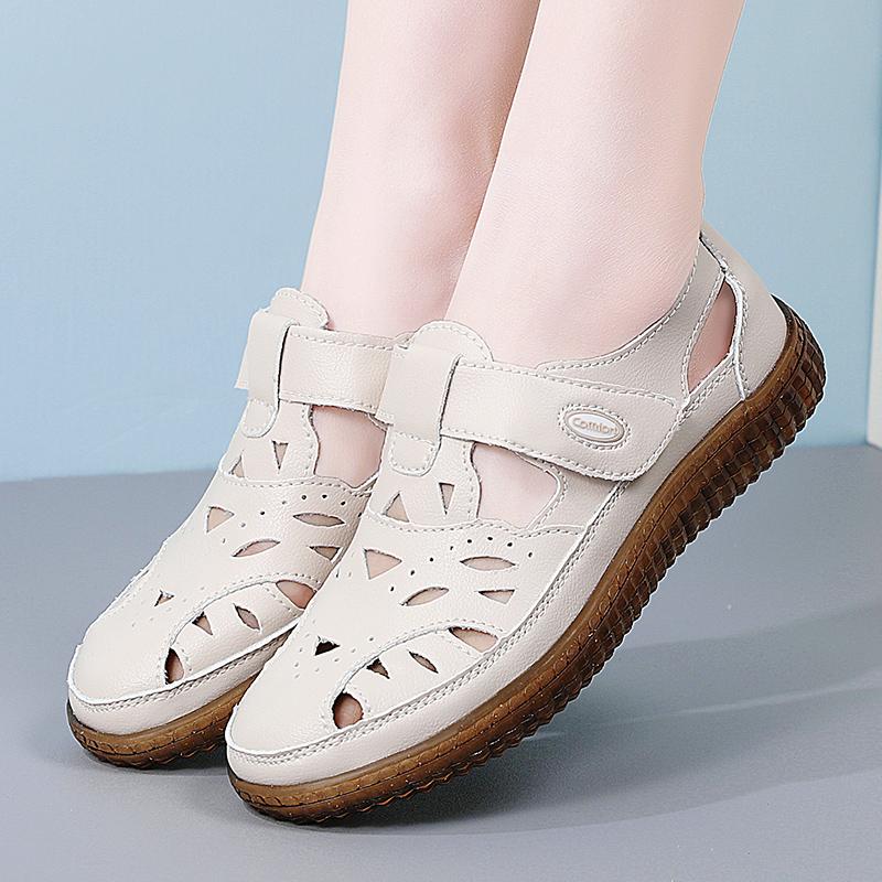 Летние женские римские сандалии Mary Jane Beach Shoes Closed Toe Casual Soft Walking Sandals for Girl Plus Size