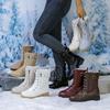 Зимние новые сапоги на снегу средней высоты, в стиле ретро, больших размеров, с боковой молнией и толстым каблуком, женские сапоги