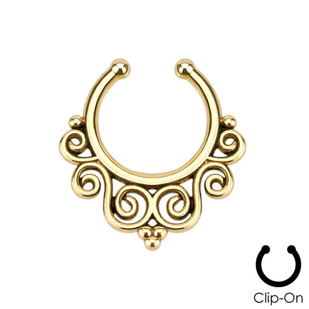 16 г стальной золотой фианит поддельный пирсинг септум смешанные стили ложный септум носовые кольца кликеры мужские украшения для тела пирсинг нариз дайт хеликс