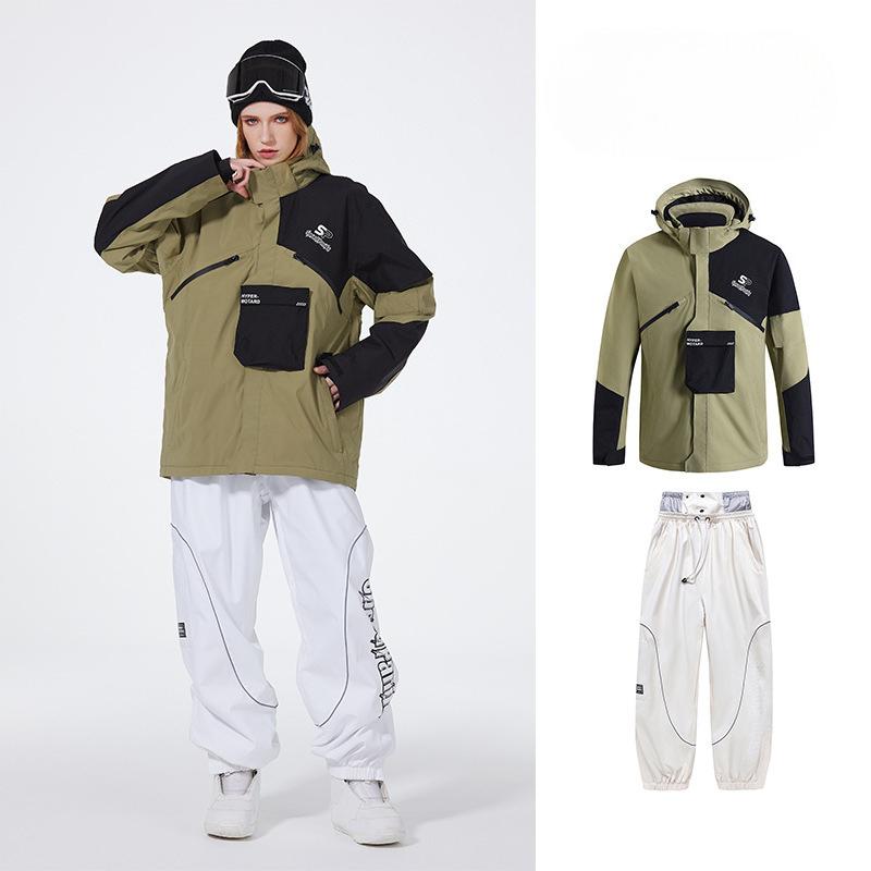 Мужской и женский лыжный костюм для улицы, зимний теплый костюм для сноуборда, водонепроницаемый, ветрозащитный, комплект куртки и брюк для катания на лыжах, большой размер, дышащий, утепленный сноубордический костюм