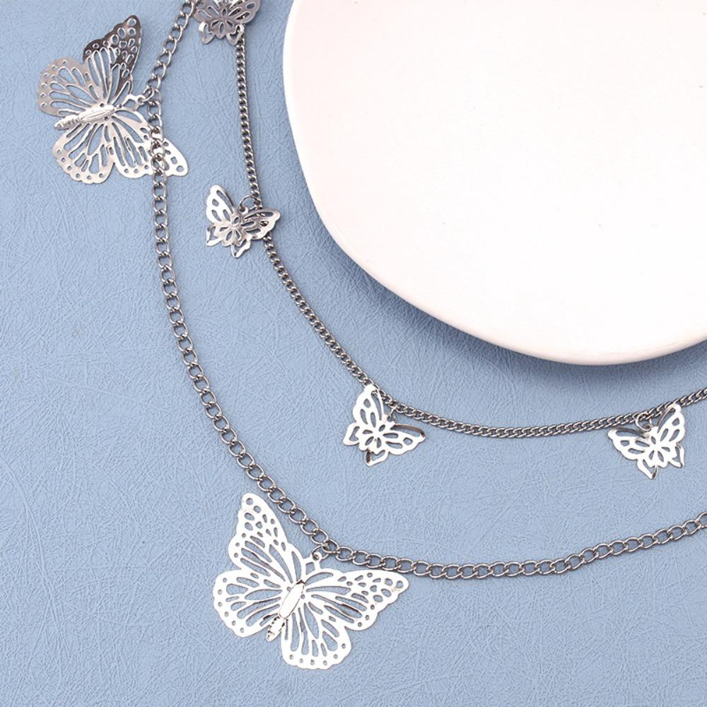 Hollow Butterfly Chains Double Layers Pants Keychain Fashion Waist Chains Men