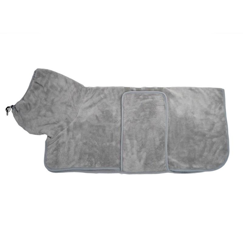 Quick-Dry Pet Hooded Towel Robe Dogs Large Breed Absorbent Coral Fleece Bath Wrap Blue Gray