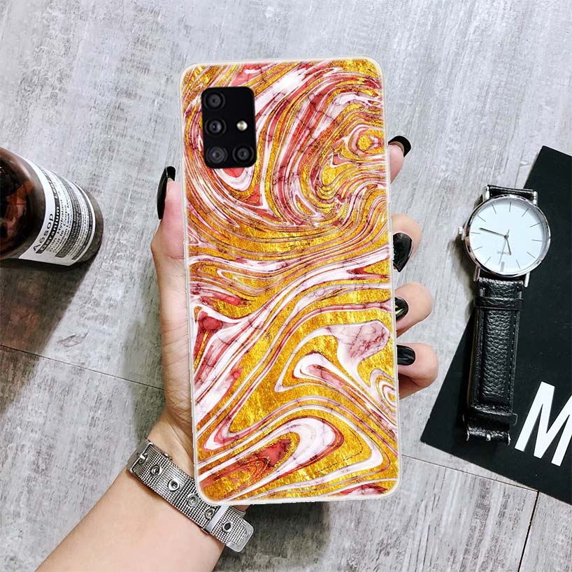 Модный золотой розовый геометрический мраморный чехол для телефона Samsung Galaxy A12 A22 A32 A42 A52 A72 A51 A71 5G A41 A31 A21 A02S M12 M21 M31