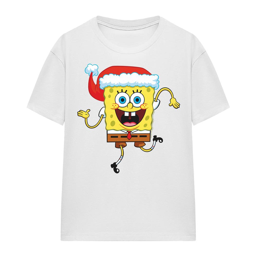 SpongeBob SquarePants Unisex Adult Santa Hat Christmas T-Shirt