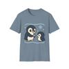 Unisex Softstyle Whimsical Penguin Family Tee | Cute Winter Snowflake, Christmas