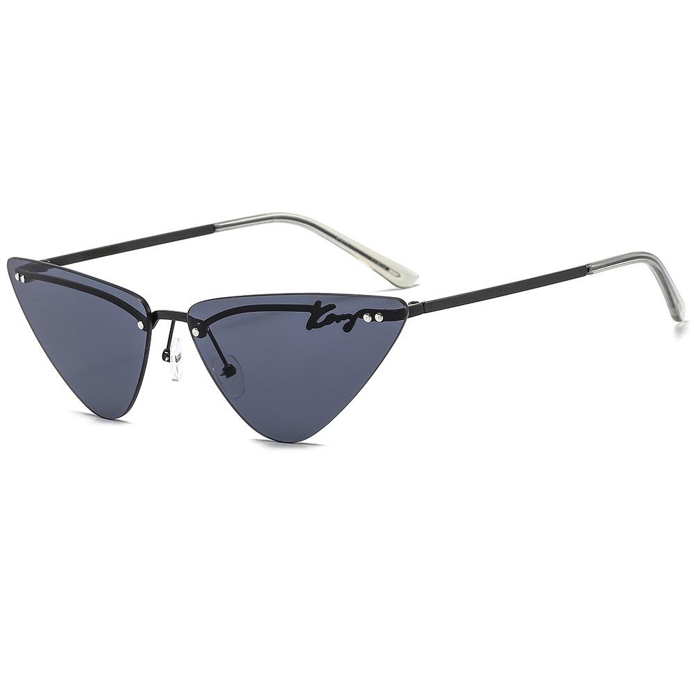 New European and American personalized small frame sunglasses frameless trimmed one-piece sunglasses triangular colorful literary sunglasses