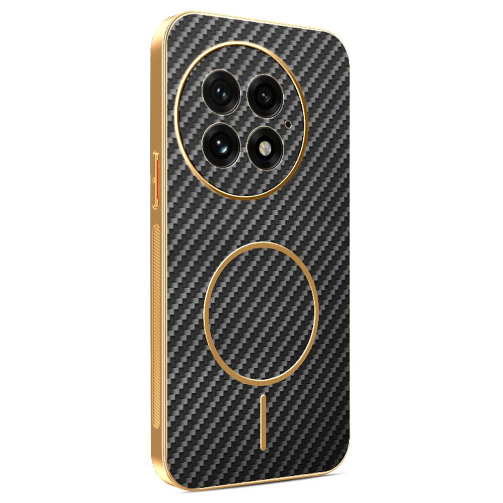 Для OnePlus 13 Чехол для телефона Текстурированный под углеволокно Гальванизированная задняя крышка из ТПУ