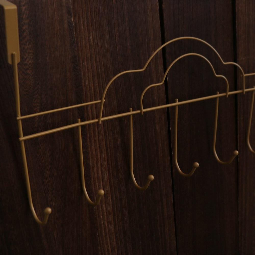 Iron Hat Coat Hooks Nail-Free Clothes Storage Rack Convenient 7-Hook Over Door Hanger  Home