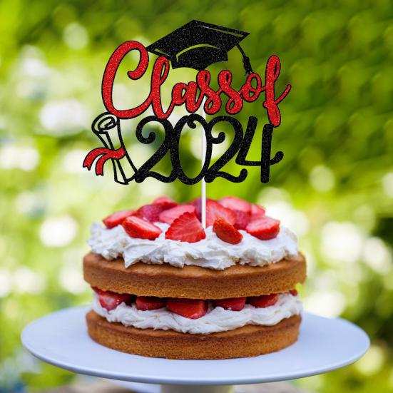 Класс 2024 Выпускной Торт Топпер Набор Блестящая Поздравительная Открытка Выпускной Подарок Закончить Школу Выпускник Вечеринка Декор