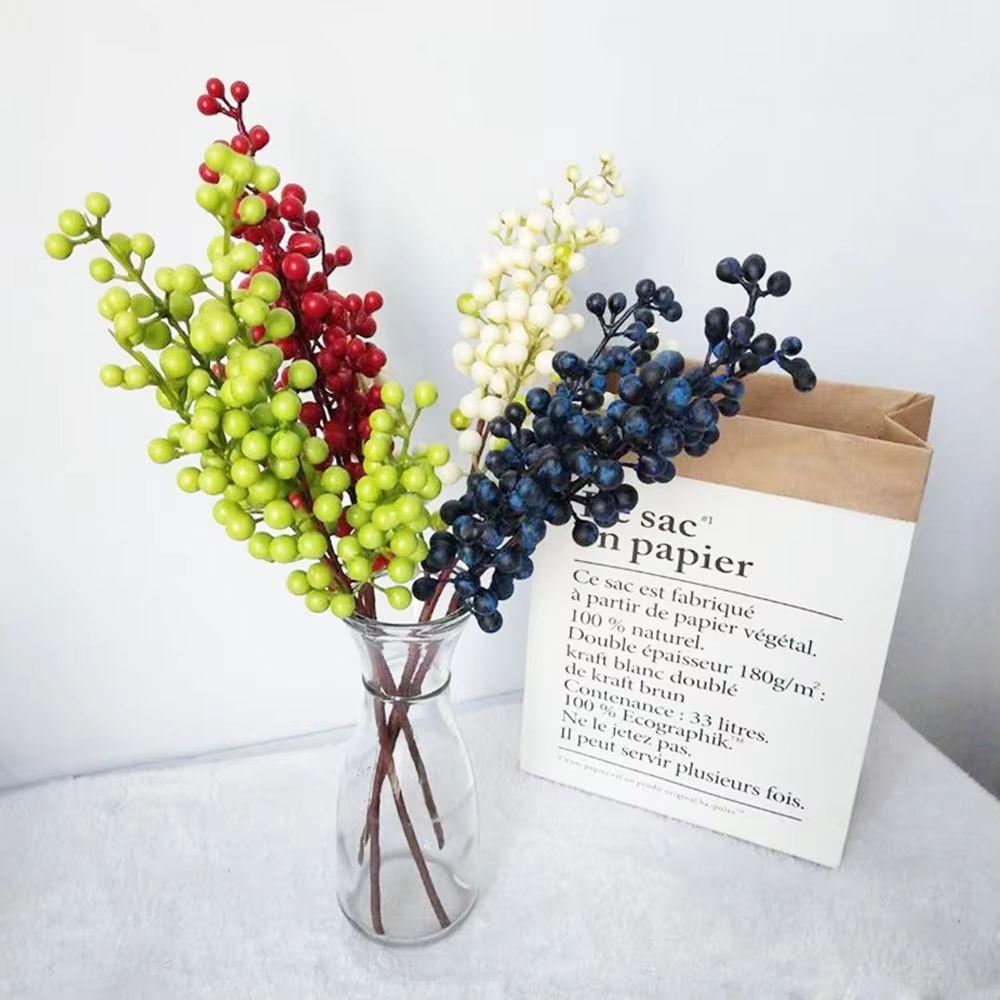 Festive Style Artificial Berry Stem Red Color Fake Red Berries Artificial Flower Party Decoration