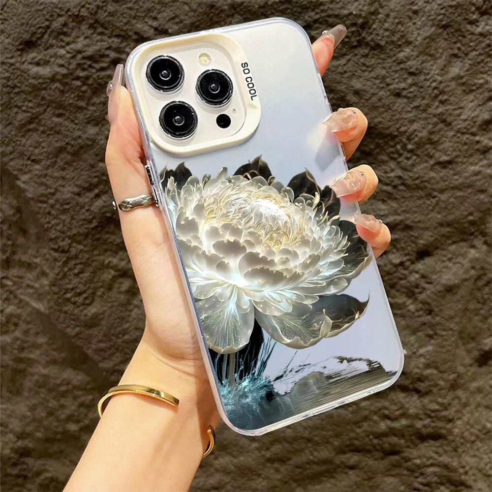 Роскошный защитный чехол Lotus Flower Anti-Drop для iPhone 16 Pro Max 15 14 13 12 11 Pro XR XS X 7 8 Plus с защитным покрытием для объектива
