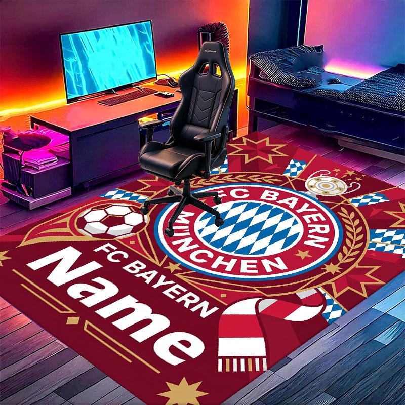 Custom Name Personalized FC Bayern Munich Print Carpet, Versatile Home Decor Rug, for Playroom, Apartment, Balcony, Entryway, Hallway Gift