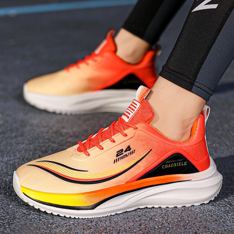 Мужские черные спортивные кроссовки для бега, зеленые летние студенческие баскетбольные туфли большого размера с толстой подошвой оранжевого цвета
