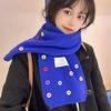 Luochi Knitting~Милый Пуговичный Шерстяной Шарф в Корейском Стиле – Универсальный, Утепленный Шейный Платок, Однотонный, Милый Зимний Аксессуар.