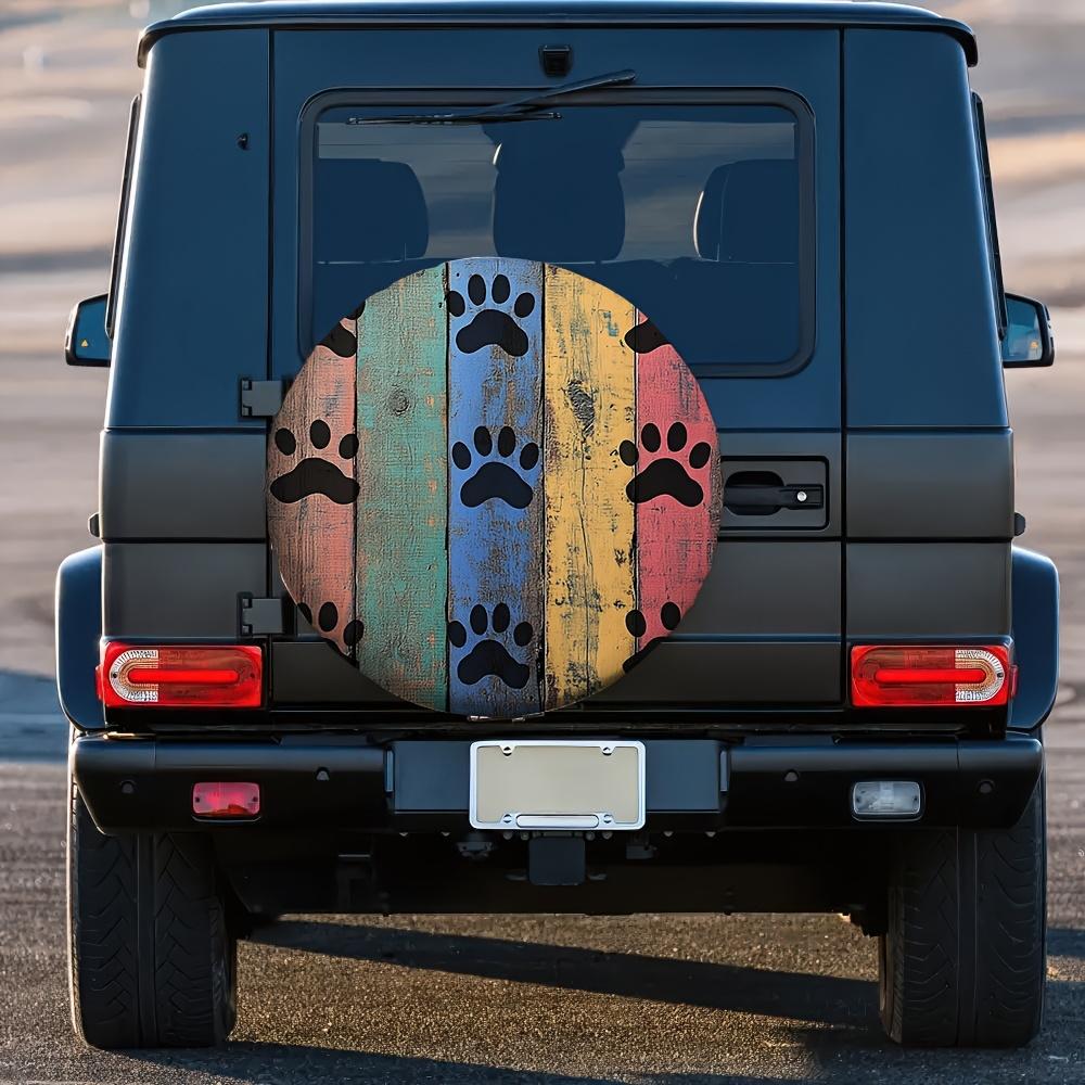 1pc, Waterproof And Windproof RV Tire Cover, Cat And Dog Paw Print Design, Polyester Material, No Electricity Required, Suitable