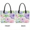  Watercolor Floral Canvas Tote Bag Large Capacity Casual Handbag for Women Daily Shopping Travel Shoulder Bag