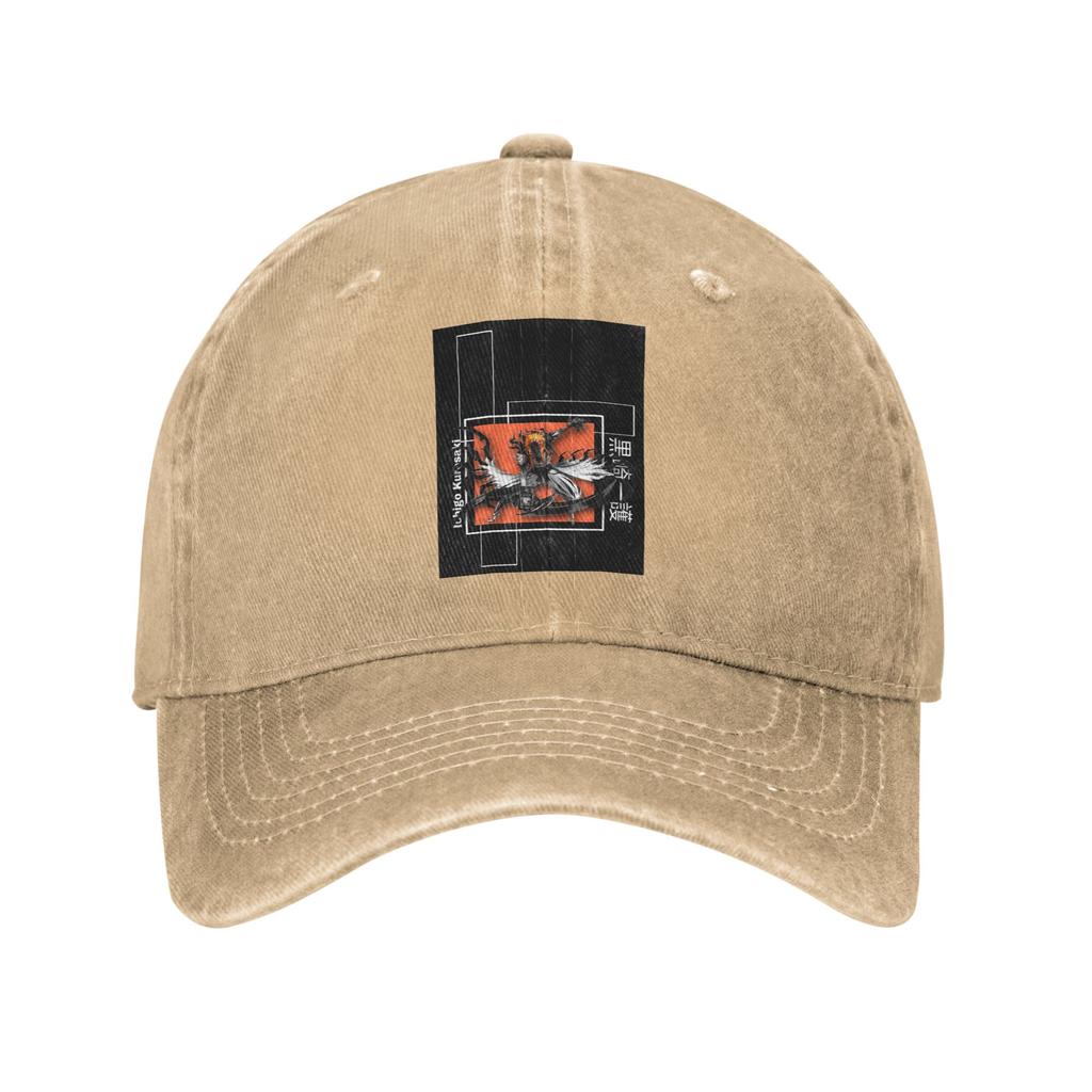 Ichigo Kurosaki Anime Bleach Washed Denim Cap Casual Baseball Caps Adjustable Hat Summer Unisex Baseball Hats