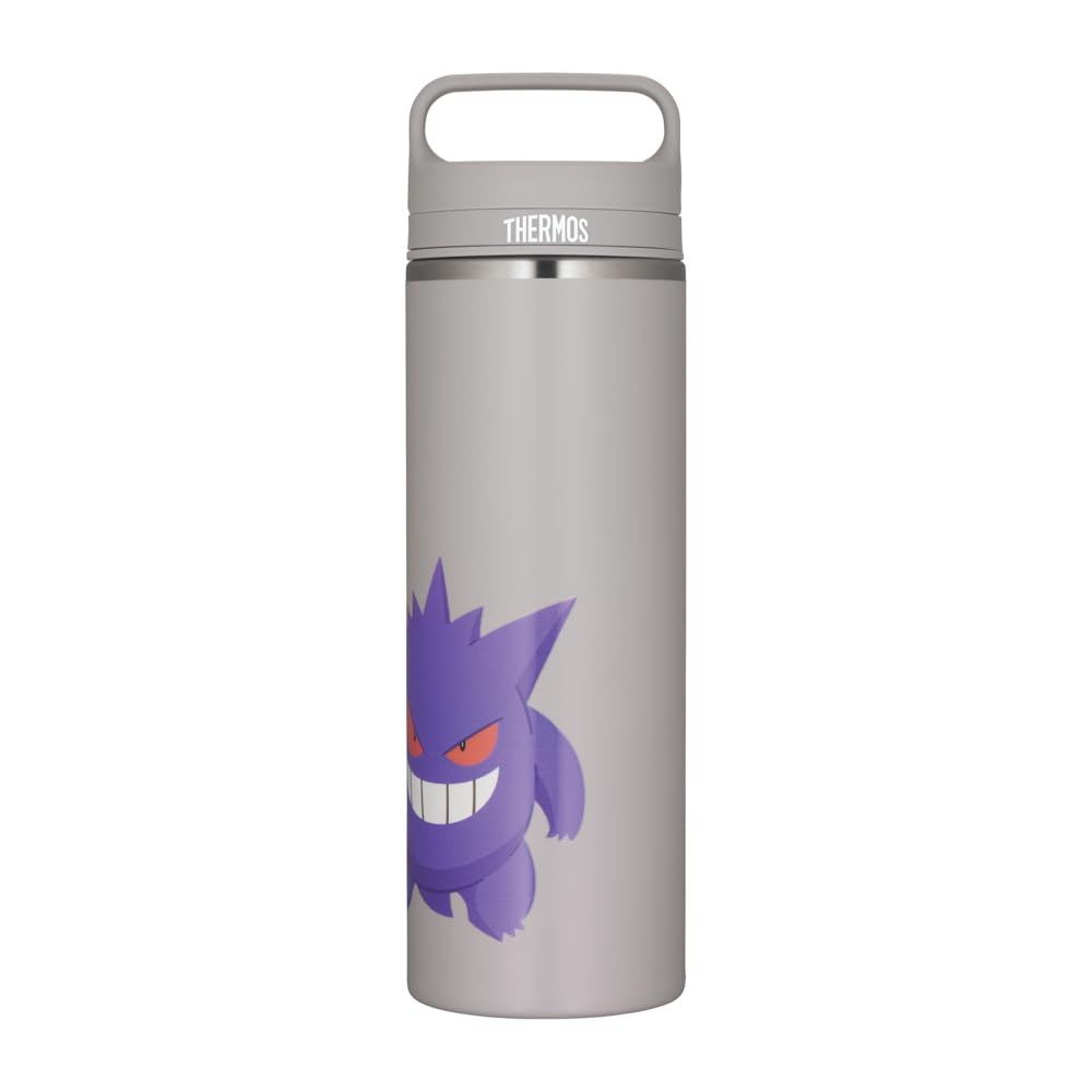 Термокружка Thermos с вакуумной изоляцией, портативная, с ручкой-Генгаром, сиренево-серого цвета, 800 мл, JOW-800PK (Серия Покемон)