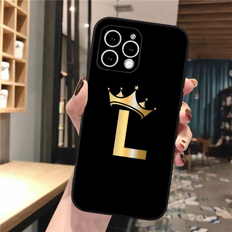 Чехол для телефона с золотой короной и буквами для iphone 15 14 Pro Max 13 12 11 Pro Max XSMax XR 12 13 mini 14 Plus Shell