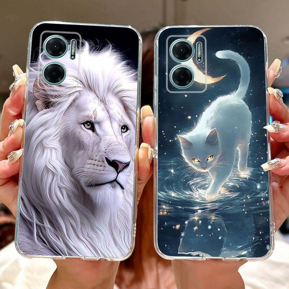 Clear For Redmi 10 5G 2022 Case Cover Luxury Butterfly Love Fashion Flowers Cool Lion Painted Casing 22041219G 22041219NY