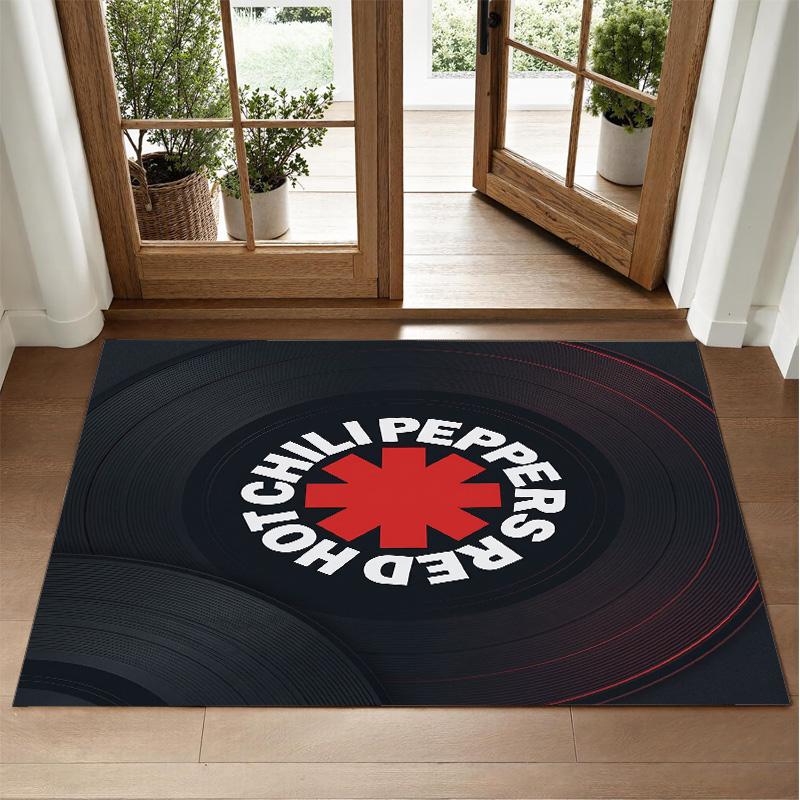 Red Hot Chili Peppers Design Crystal Velvet Rug Soft Decorative Mat for Bedroom Entrance