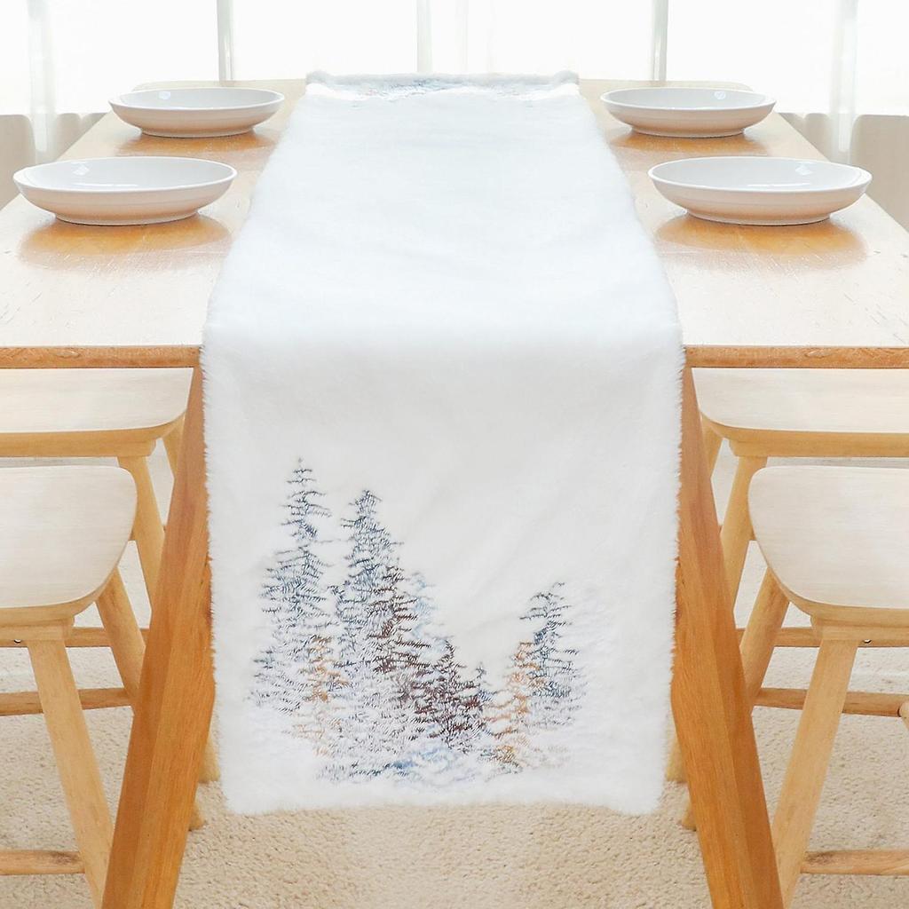 Christmas Decorations 182x33cm Nordic Style Table Cloth Christmas Tree Pattern Tablecloth Rectangle