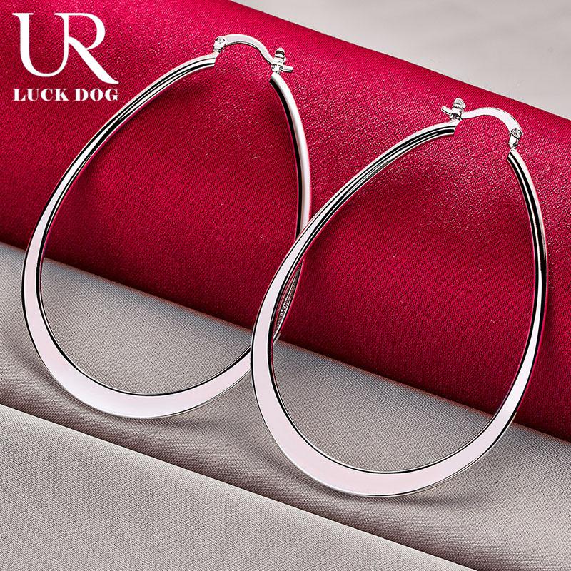 Серьги-кольца из стерлингового серебра 925 пробы, гладкие, круглые, модные, свадебные украшения