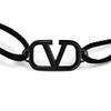 Valentino 4y2J0q15 CVj 0no  J0q15 CVj 0no  GaraVani V Logo Leather Bracelet
