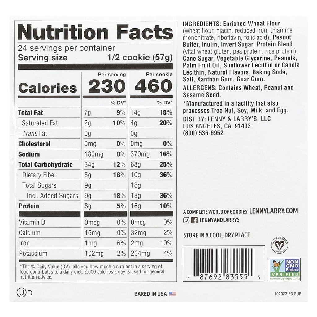 Lenny & Larry's The Complete Cookie®, Peanut Butter, 12 Cookies, 113G (4Oz) Each