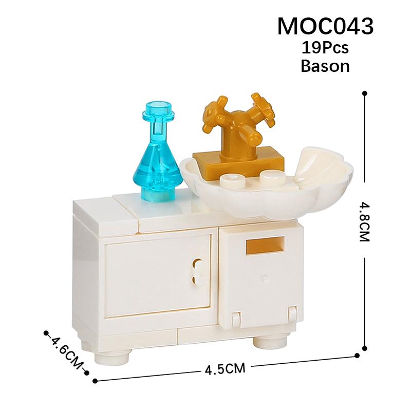 Город Фигурки Мебель Набор Игрушки Модель MOC Кирпичи Детская коляска Стол Диван Кровать Пианино Кухня Ванная Строительные блоки Подарок