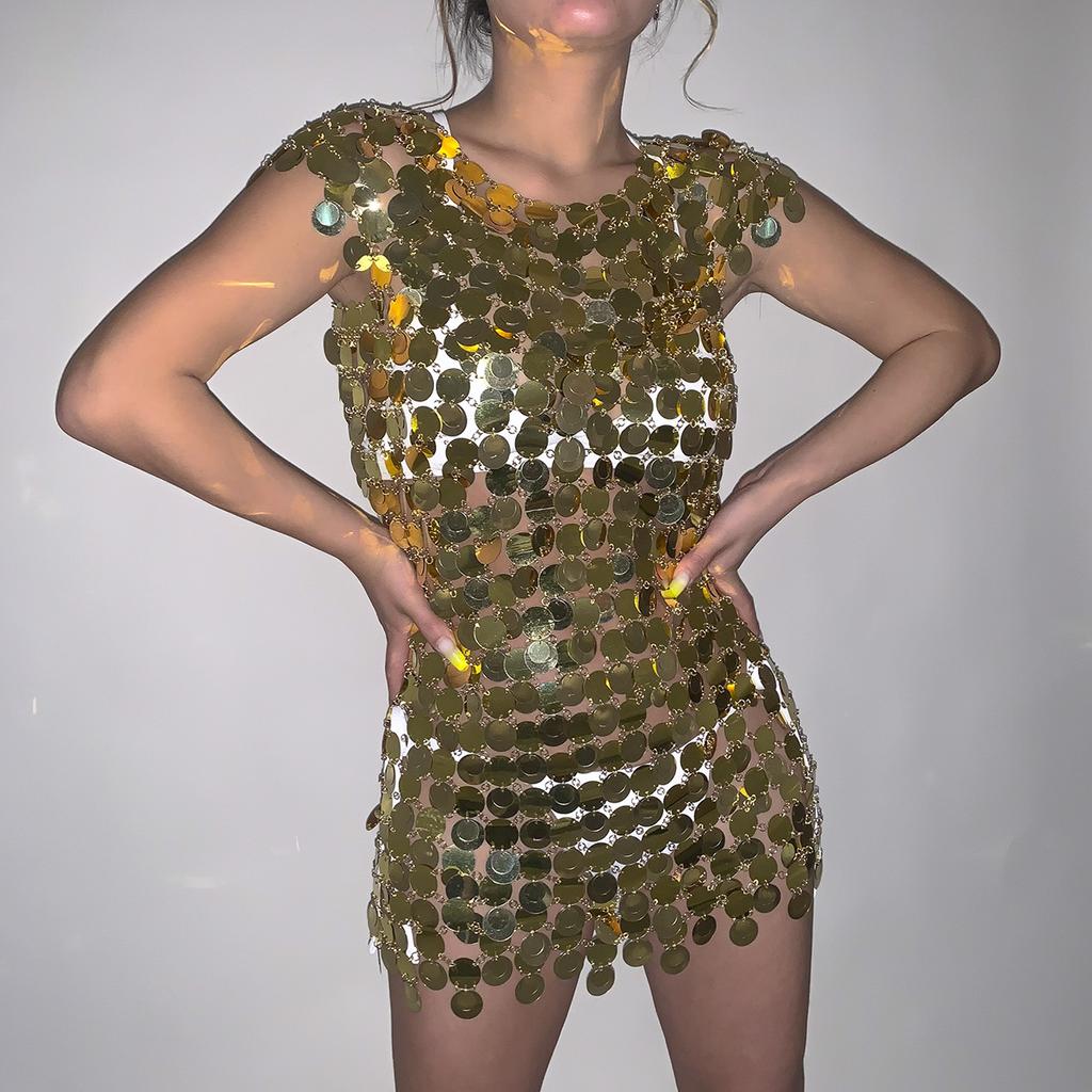 Креативные пайетки внахлест, полые, уличная мода, одежда для бикини, сексуальная ночная клубная, хипстерская, с бахромой, боди-цепочка