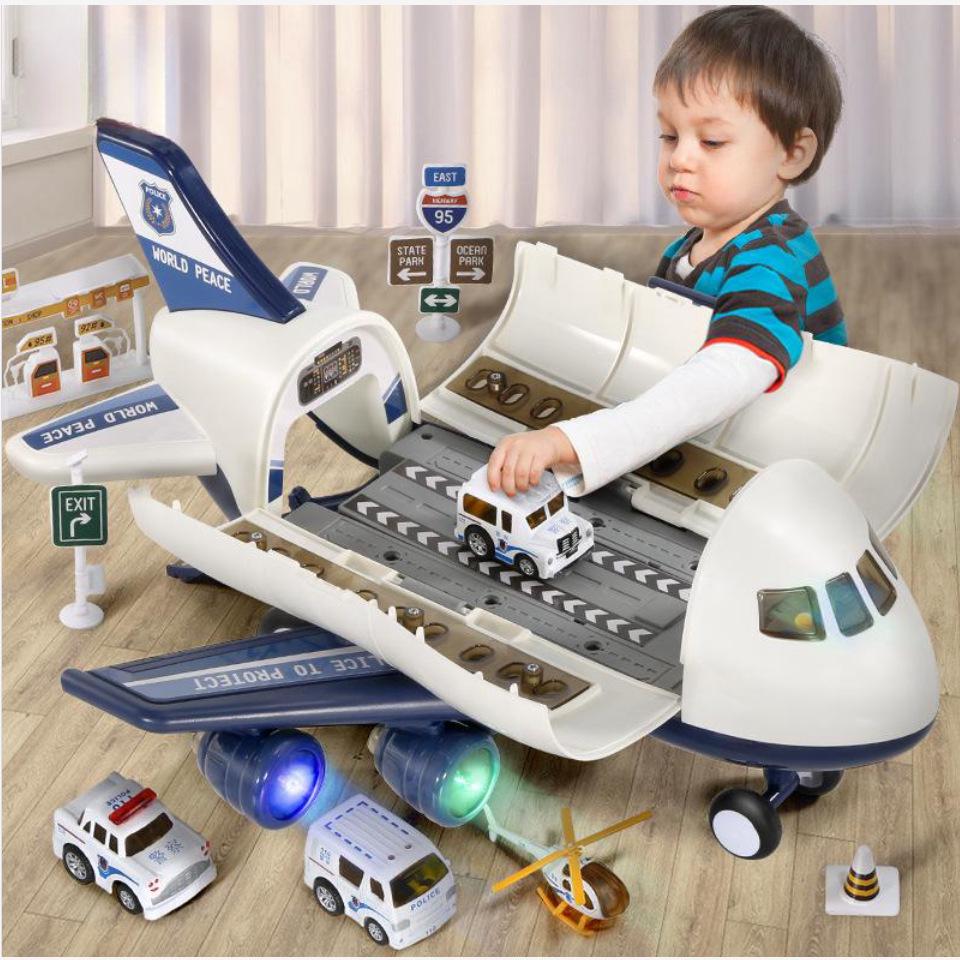 Extra Large Children's Inertial Airplane Toy Set with Lights and Music