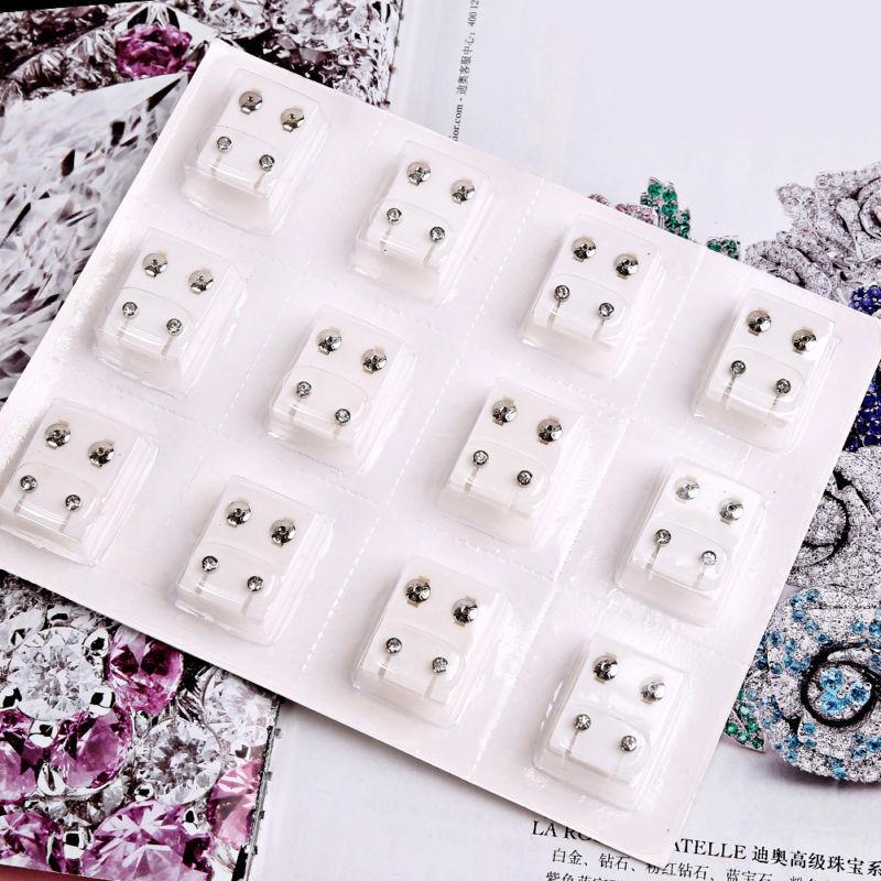 12 пар стальных серег-гвоздиков, набор медицинских серег, наборы инструментов для пирсинга, женские ювелирные изделия, серьги-гвоздики для пирсинга