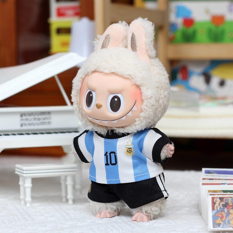 (Only Clothes) 17 Cm Labubuuu Football Size 10 Garment Baby Size 7 Pendant Doll Clothing DIY Sportswear Boy Gift Toy